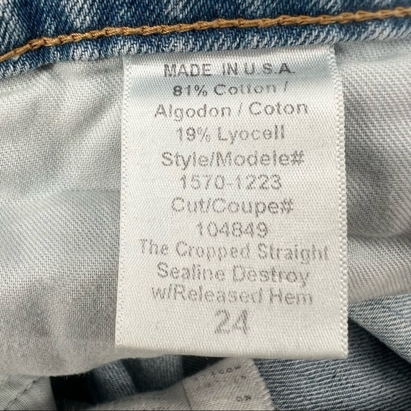 Current/Elliott The Cropped Straight Sealine Destroy Release Hem Jeans Size 24 - Picture 6 of 6